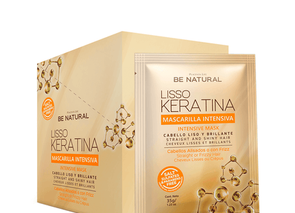 Mascarilla Lisso Keratina 35 g | Placenta Life | Mini tratamiento intensivo para liso prolongado y frizz controlado