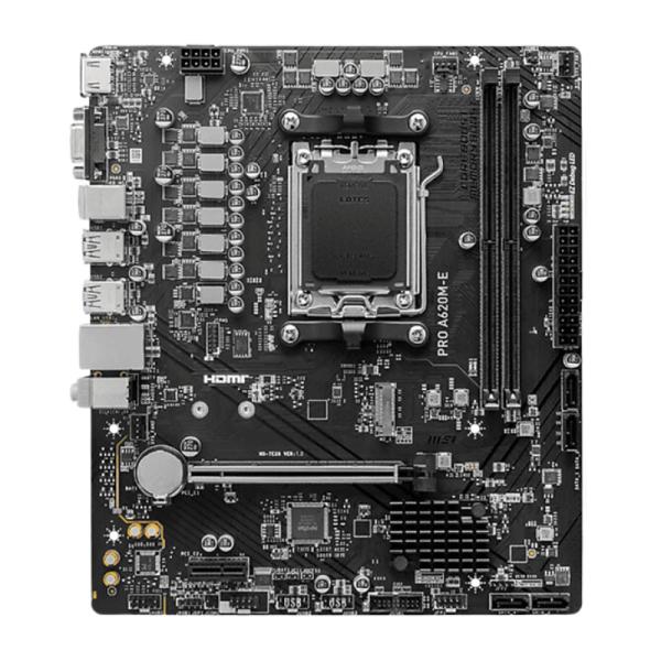 Tarjeta madre MSI PRO B650M-B AM5 micro-ATX color negro vista frontal completa