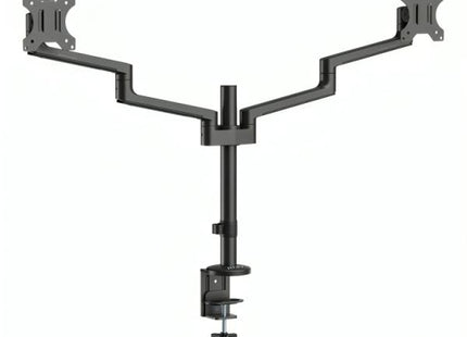 Soporte doble para monitor MSI PRO MT81D negro con brazos ajustables vista frontal completa