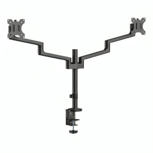 Soporte doble para monitor MSI PRO MT81D negro con brazos ajustables vista frontal completa