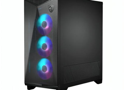 Detalle conectores frontales y botones case gaming MSI MPG GUNGNIR 300R AIRFLOW