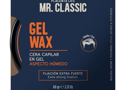 Gel Fijador Mr. Classic Wax Placent Life | 60g | Fijación flexible con acabado natural para estilos definidos