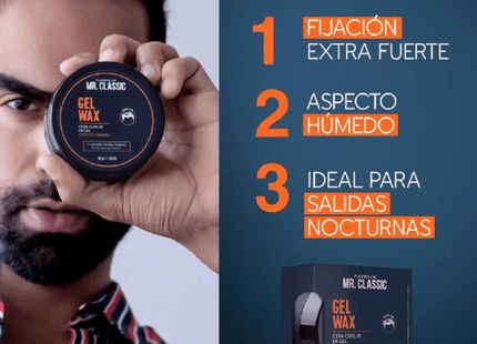 Gel Fijador Mr. Classic Wax Placent Life | 60g | Fijación flexible con acabado natural para estilos definidos