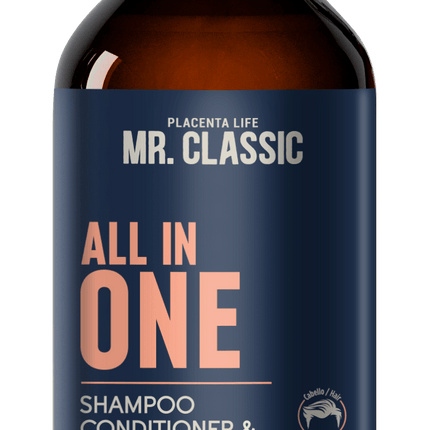 Shampoo All In One Mr. Classic Placent Life | 400ml | Limpieza total para cabello, barba y cuerpo | Ideal para hombres prácticos