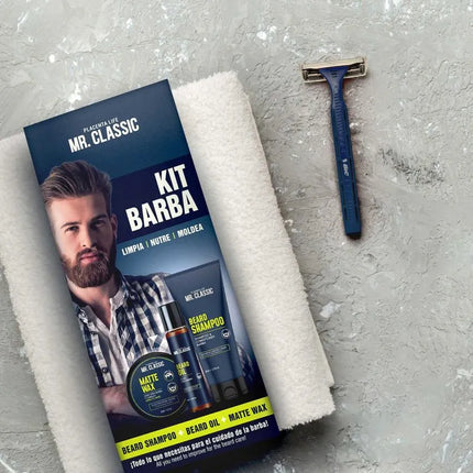 Kit Barba Mr. Classic Placent Life | Para limpiar hidratar y estilizar la barba con estilo profesional