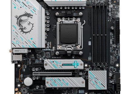 MSI B650M Gaming WiFi vista superior completa con disipadores y componentes gaming