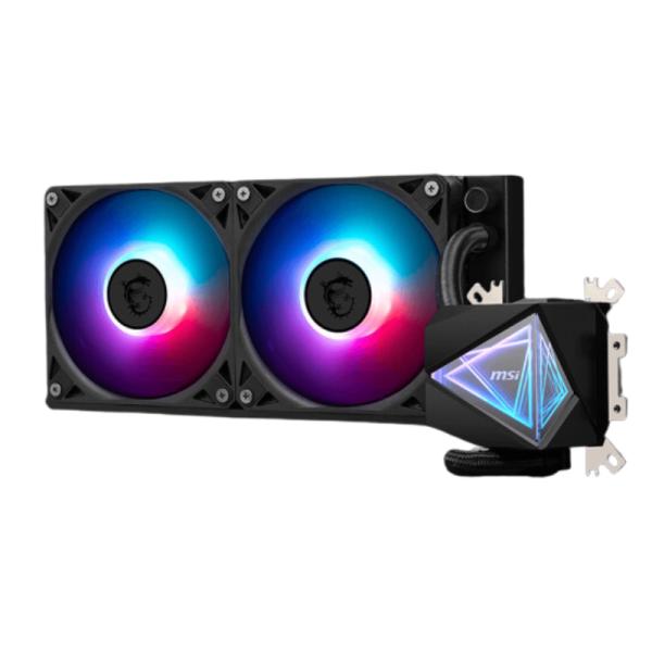 Bloque de bomba MSI MAG CoreLiquid I240 con iluminación RGB y logo MSI