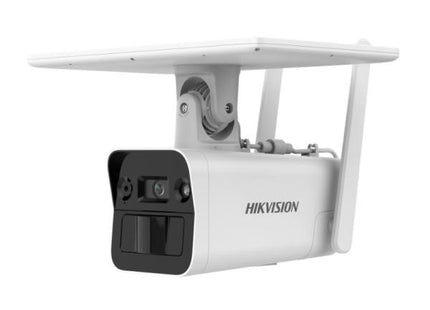 Cámara IP Hikvision DS-2XS2T41G1 bullet 4MP con panel solar integrado vista frontal