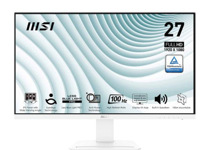 Monitor MSI PRO MP273AW 27 pulgadas vista frontal con pantalla IPS Full HD encendida
