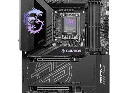 Detalle de capacitores y componentes premium de la MSI Z890 Carbon WiFi