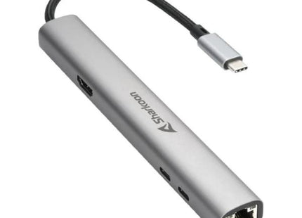 Adaptador Sharkoon OfficePal Combo USB-C a USB-A y USB-C | Conexión HDMI | RJ45 | Negro