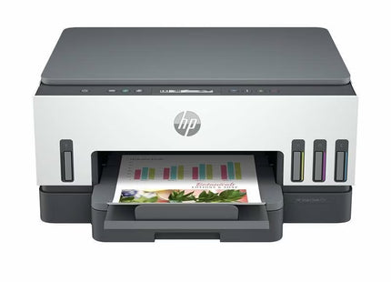 HP Smart Tank 720 vista lateral mostrando tanques de tinta recargables