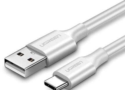 Cable UGREEN US287 USB-A a USB-C blanco de 1.5 metros vista frontal completa