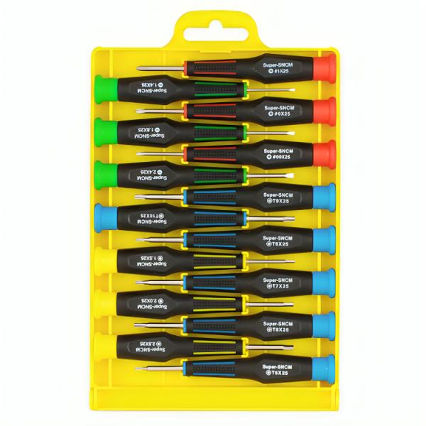 Set de Destornilladores de Precisión SPROTEK STD-713 | 15 Piezas | Mango Ergonómico | Ideal para Electrónica