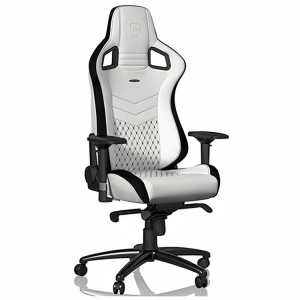 Silla gaming Noblechairs Epic blanca cuero sintético vista frontal completa