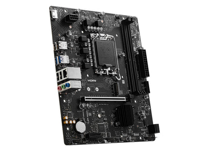Panel trasero de tarjeta madre MSI PRO H610M-S con puertos USB, HDMI y conectores de audio