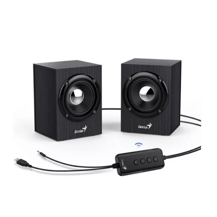 Parlante Genius SP-HF385 | 2.0 Canal | Bluetooth | Potencia de 20W | Entrada 3.5mm | Diseño de Madera