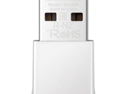 Adaptador de Red USB Mercusys MA30N Dual Band 300Mbps vista frontal con antena