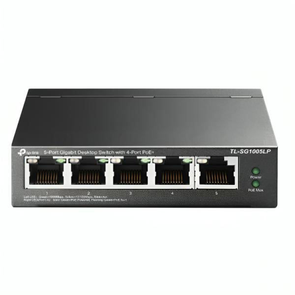 SWITCH TP LINK TL-SG1005LP(UN) 5 PUERTOS RJ45 CON 4 PUERTOS POE 10/100/1000 MBPS NO ADMINISTRABLE