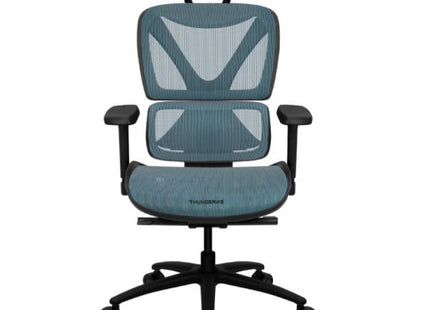 Silla oficina ergonómica ThunderX3 XTC Chroma azul y negro con respaldo de malla transpirable