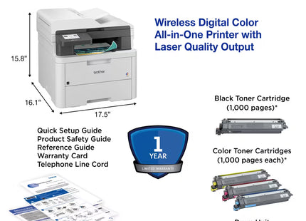 Impresora Multifuncional Brother MFC-L3720CDW a Color Wi-Fi Doble Banda Dúplex con Fax