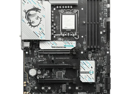 Tarjeta Madre MSI B860 GAMING PLUS WIFI vista frontal con socket LGA 1851 y slots DDR5
