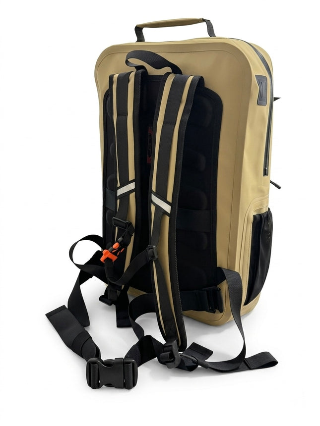 New Wave Big Dry Backpack 30L color Café Claro vista trasera