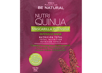 Mascarilla Nutritiva con Quinua Sachet 35g Placent Life | Para fortalecer y revitalizar el cabello desde la raíz