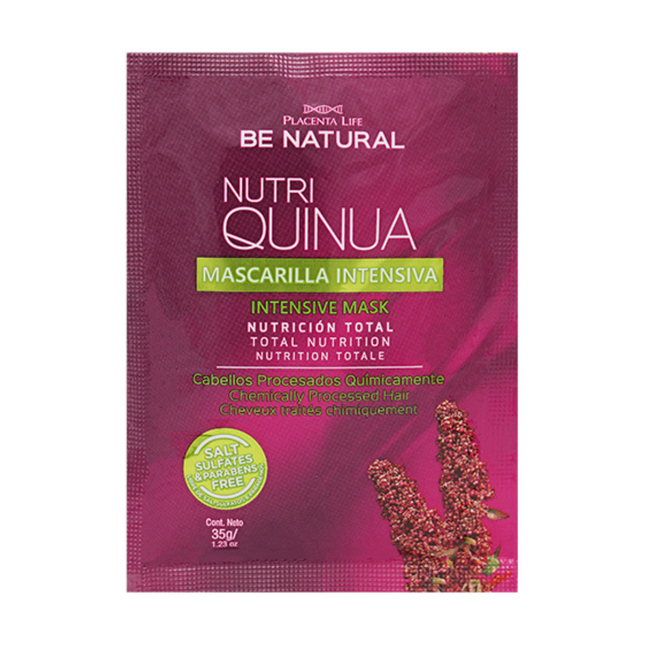 Mascarilla Nutritiva con Quinua Sachet 35g Placent Life | Para fortalecer y revitalizar el cabello desde la raíz