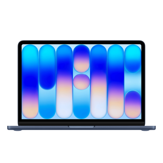 Apple MacBook Neo 13 pulgadas 2026 color azul vista frontal con pantalla encendida