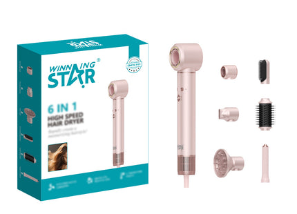 Secadora de Cabello Multifuncional Winning Star ST-2292, 6 en 1, 1300W