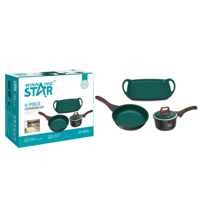 Set de Ollas Winning Star ST-5214, Aluminio, 4 Piezas