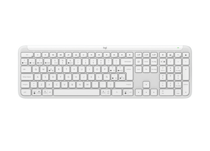 Teclado Logitech K950 vista frontal completa con retroiluminación encendida