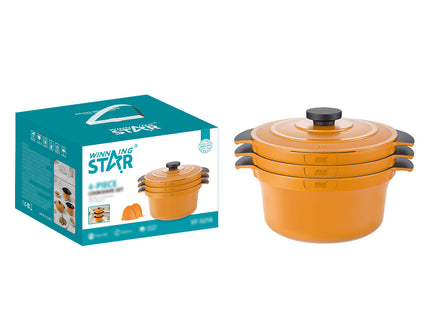 Set de Ollas Winning Star ST-5216, Aluminio, 4 Piezas