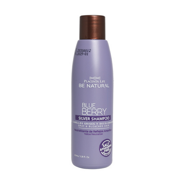 Shampoo Blue Berry Silver Placent Life | 100ml | Matizante para canas y rubios con brillo y neutralización del amarillo