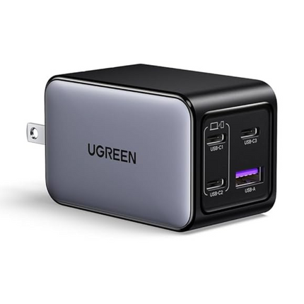 Cargador UGREEN CD244 | 2 Puertos USB-C + 1 USB-A | Carga Rápida 65W | Gris/Negro
