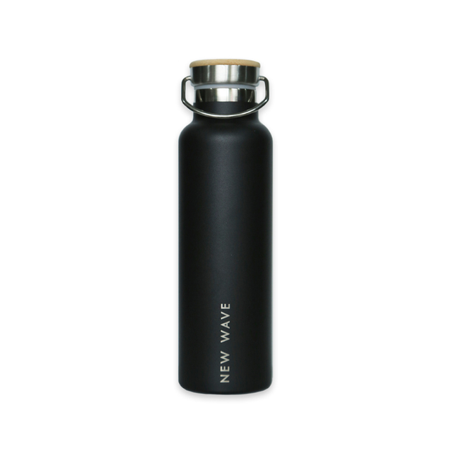 Botella térmica New Wave 591ml acero inoxidable vista frontal con logo
