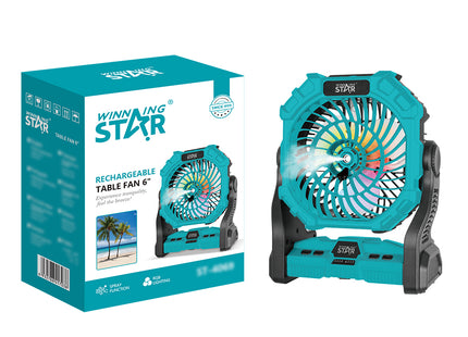 Winning Star Ventilador de Mesa Recargable 6W, ST-4069