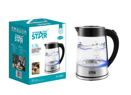 Hervidor de vidrio eléctrico Winning Star ST-2067 vista frontal completa