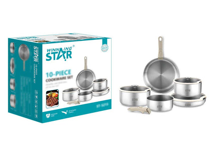 Set de Ollas Winning Star ST-5215, Aluminio, 10 Piezas
