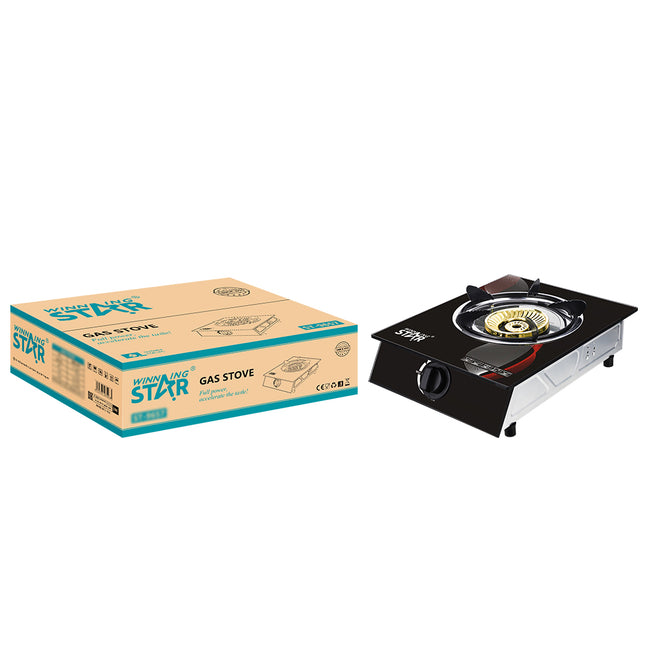 Winning Star cocina de gas 1 quemador vidrio negro, ST-9657