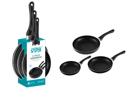 Set de Sartenes Winning Star, ST-5217, Aluminio, 3 Piezas