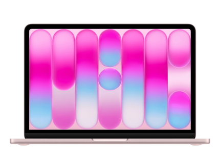 MacBook Neo 13 pulgadas 2026 color rosa cerrada vista frontal con logo Apple