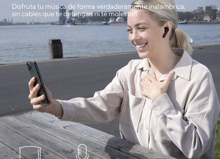 Vista lateral de audífonos Trust BT negros con control táctil