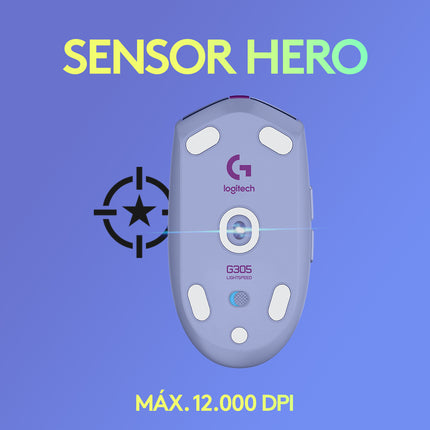 Mouse Logitech G305 LIGHTSPEED Inalámbrico | Sensor HERO 12K DPI | Ultraligero | Receptor USB