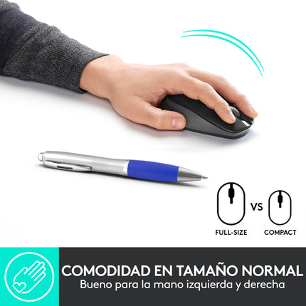 Mouse Logitech M190 | Inalámbrico con Receptor USB | Diseño Ergonómico