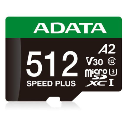 Memoria Micro SDXC ADATA | 512GB | Clase 10 | UHS-I U3 V30 A2 | 180MB/s lectura | 160MB/s escritura | con adaptador SD