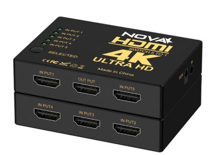Switch HDMI Nova FAA39214001C | 5 Puertos | 4K*2K @ 30Hz | Control Remoto | Cable USB-A | Selector de Fuente