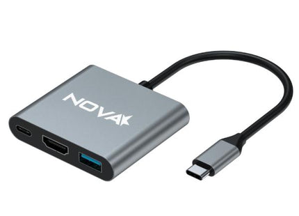 Hub Nova AHU2S340001C | 3 en 1 | USB-C | HDMI 4K | 1x USB-A 3.0 | 1x USB-C PD