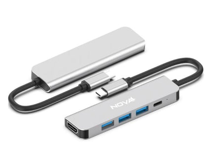 Hub Nova FAA382CU001C | 5 en 1 | USB-C | HDMI 4K | 1x USB-A 3.0 | 2x USB-A 2.0 | 1x USB-C PD